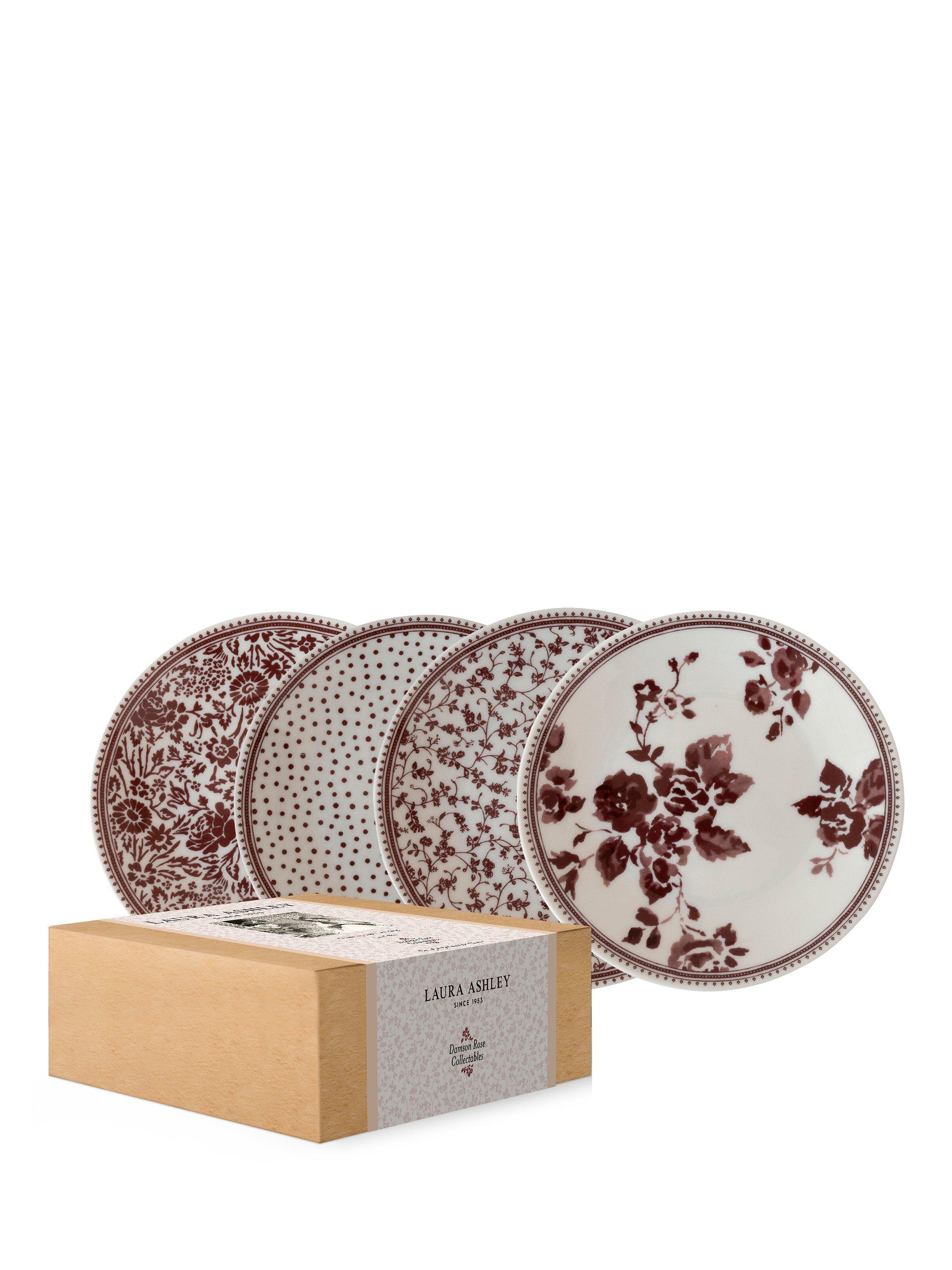 Laura Ashley Damson Collectables Bone China Small Plates, Set of 4, 12cm, Damson