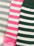 John Lewis Stripe Organic Cotton Mix Ankle Socks, Pack of 3, Multi