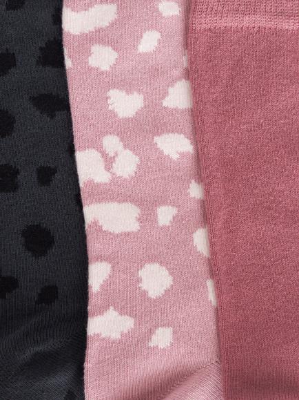 John Lewis Leopard Print Organic Cotton Mix Ankle Socks, Pack of 3 - view 2, Pink/Multi