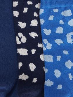 John Lewis Leopard Print Organic Cotton Mix Ankle Socks, Pack of 3 - view 2, Navy/Multi