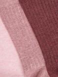 John Lewis Ribbed Organic Cotton Mix Ankle Socks, Pack of 3, Pink