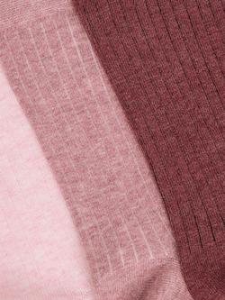 John Lewis Ribbed Organic Cotton Blend Ankle Socks, Pack of 3 - view 2, Pink