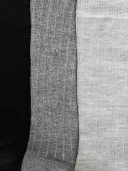 John Lewis Ribbed Organic Cotton Blend Ankle Socks, Pack of 3 - view 2, Black/Grey