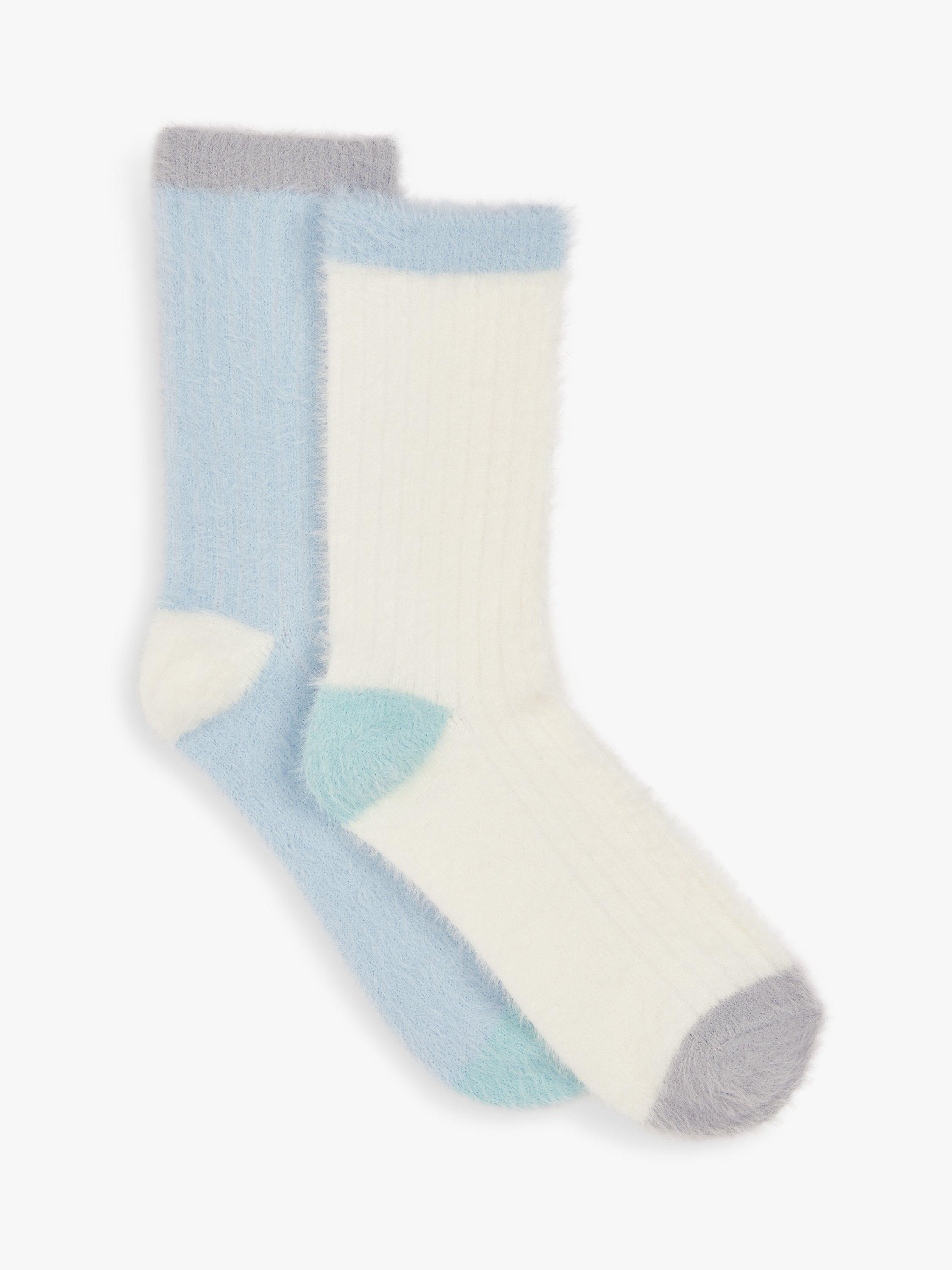 John Lewis Cosy Rib Lounge Socks, Pack of 2, Blue