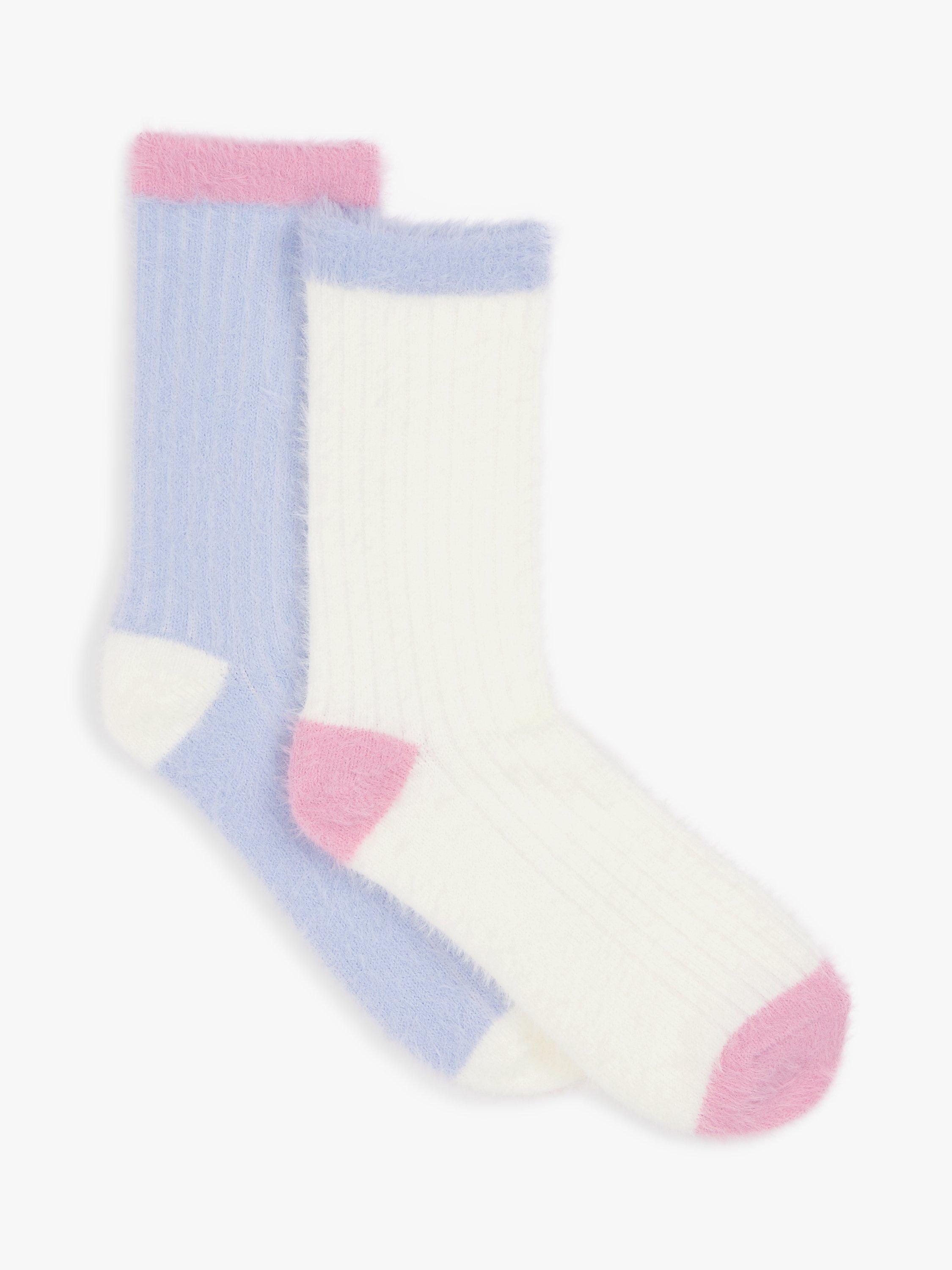 John Lewis Cosy Rib Lounge Socks, Pack of 2, Purple
