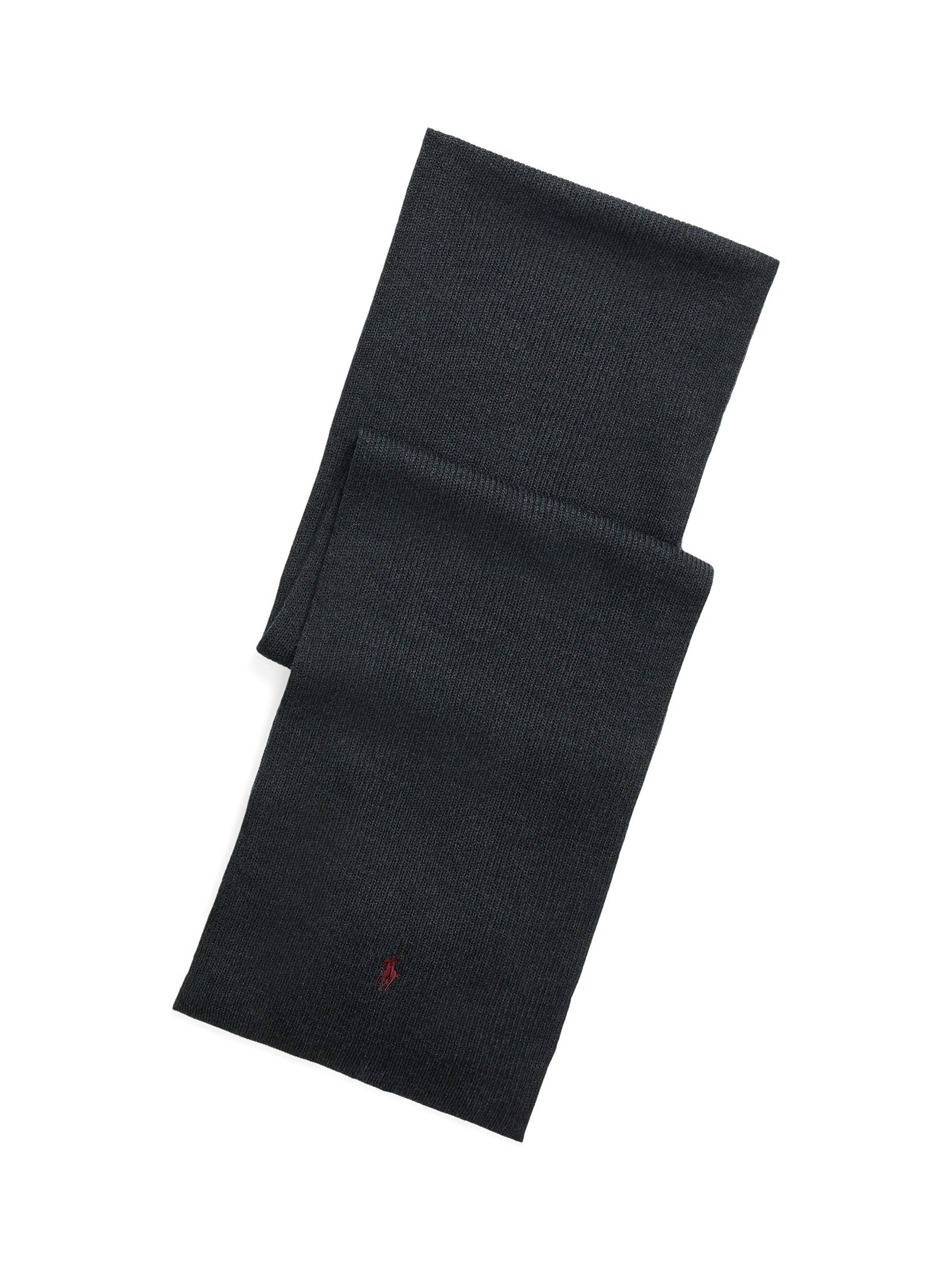 Polo Ralph Lauren Merino Wool Embroidered Pony Scarf, Dark Granite Heather