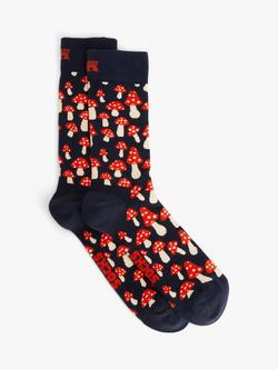 Happy Socks Toadstool Mushroom Socks, One Size, Navy/Multi, Navy/Multi
