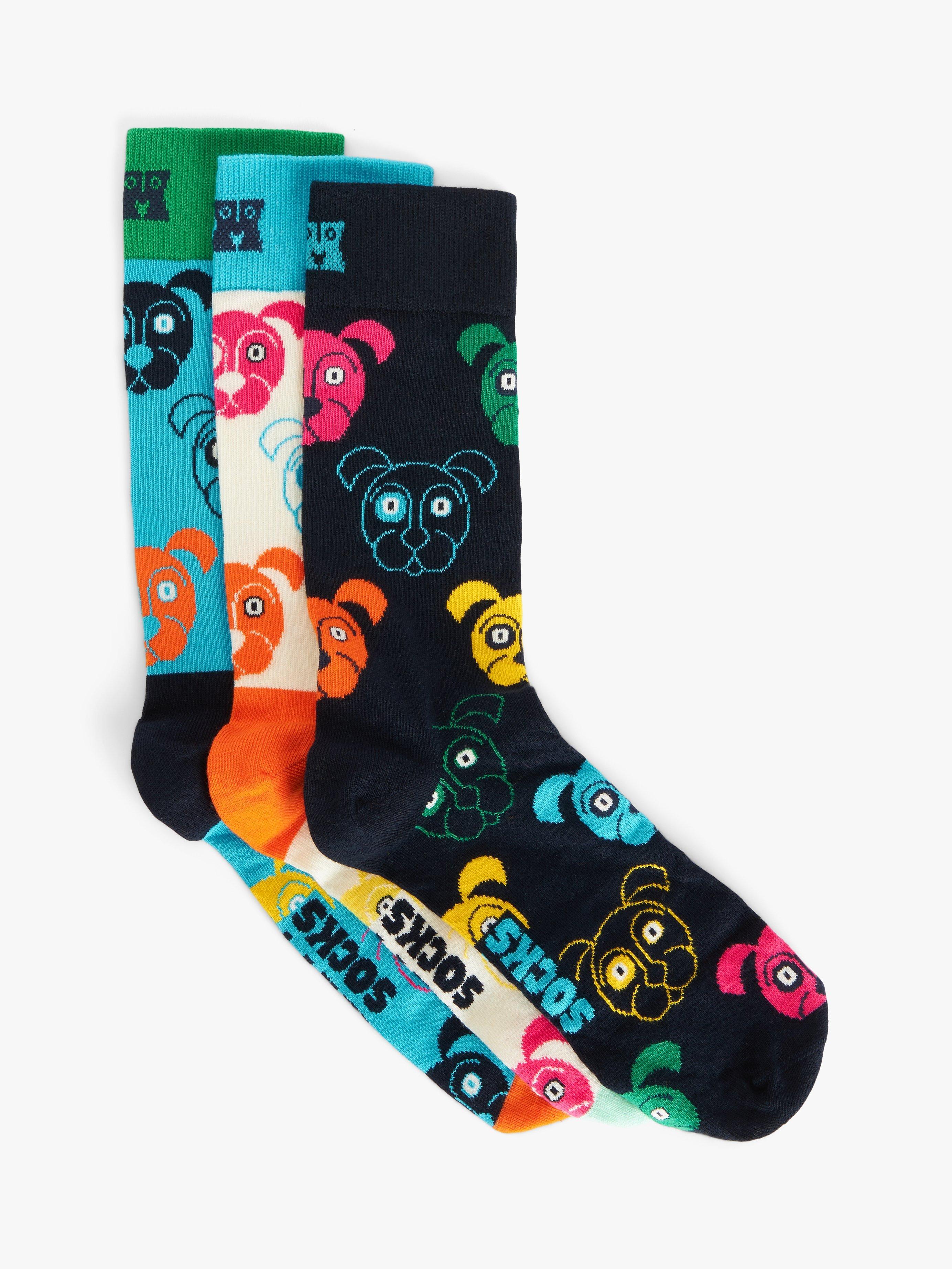 Happy Socks Mixed Dogs Socks Gift Set, One Size, Pack of 3, Multi
