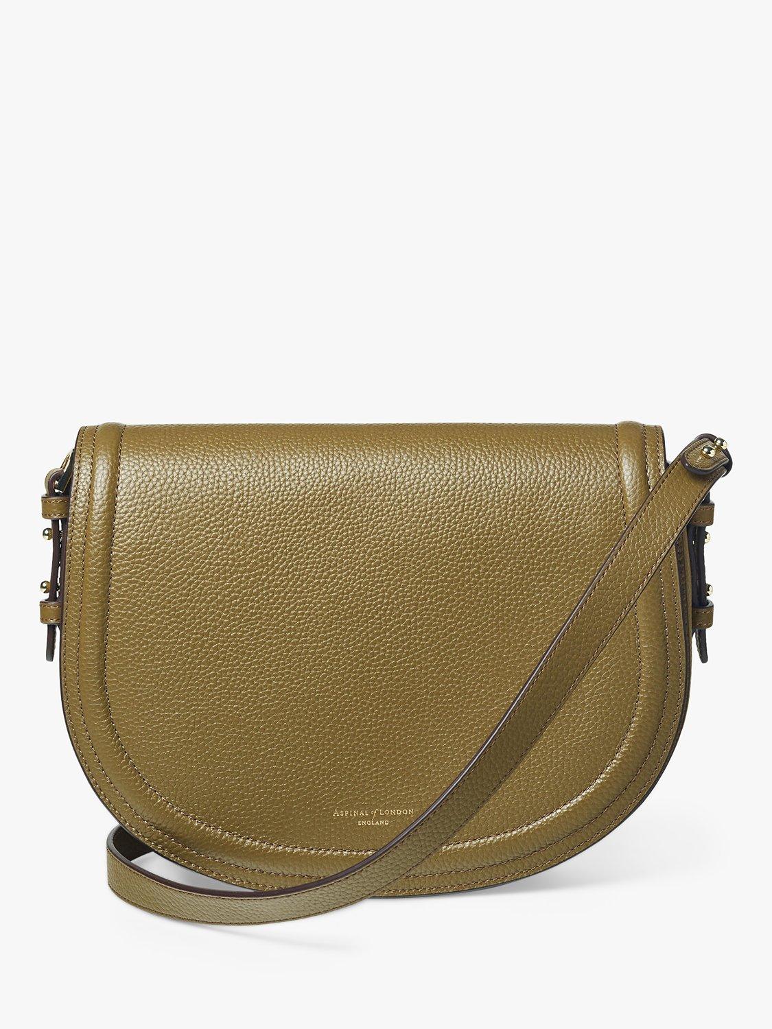 Aspinal of London Stella Pebble Leather Satchel Bag, Olive