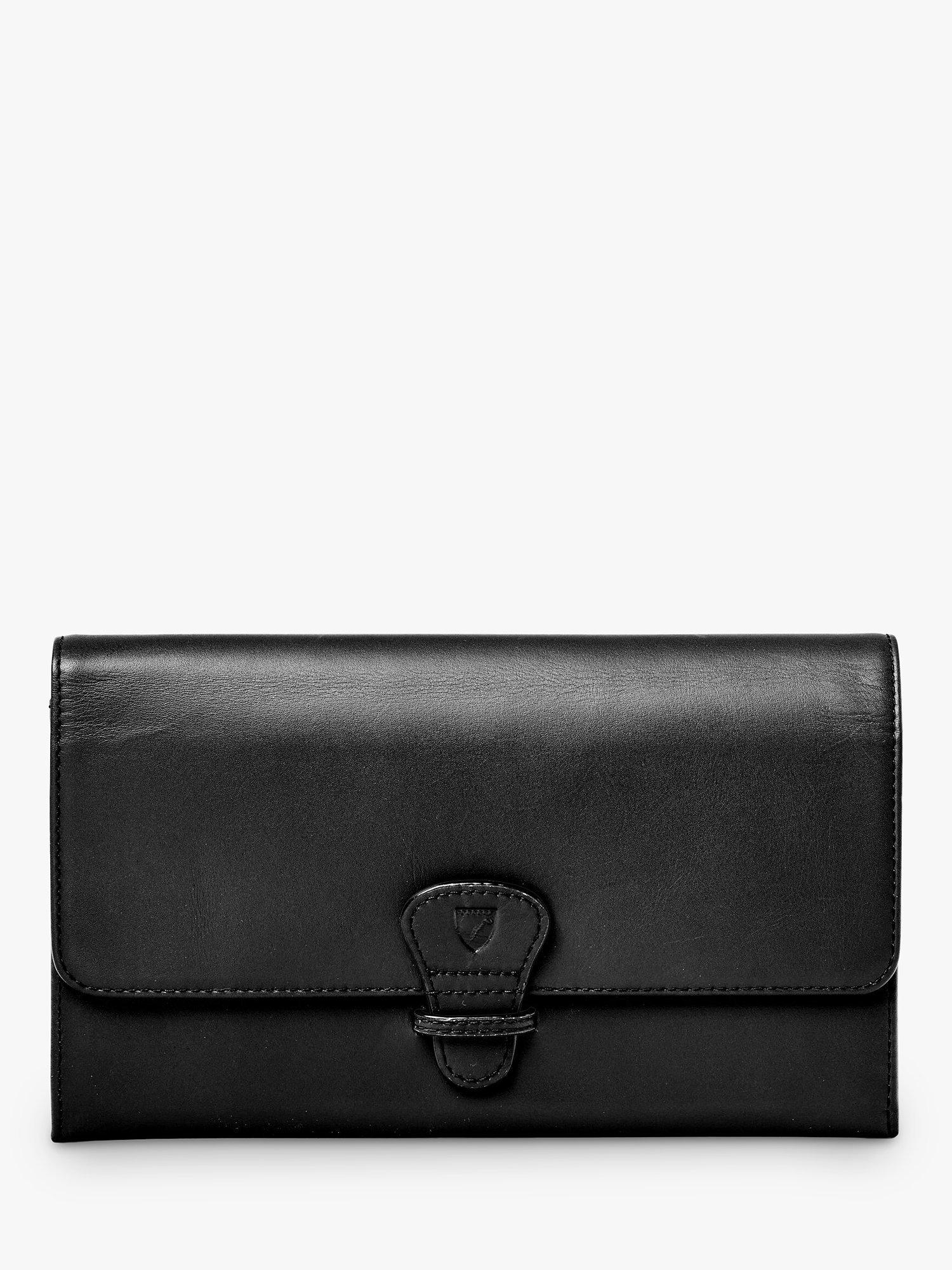 Aspinal of London Classic Smooth Leather Travel Wallet, Black
