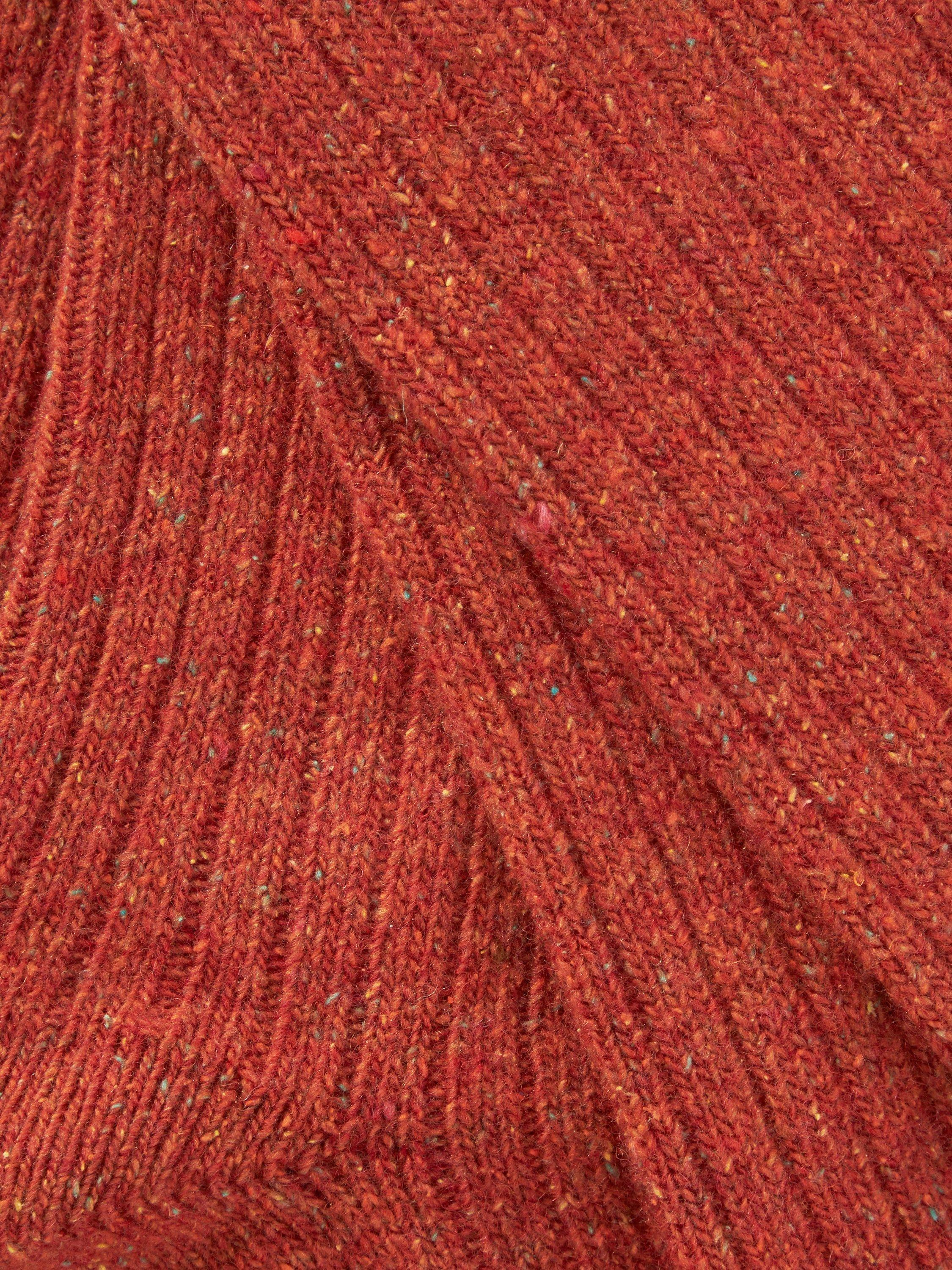 Product image 2 of 2, which shows John Lewis Ribbed Wool Silk Blend Knee High Socks, Rust