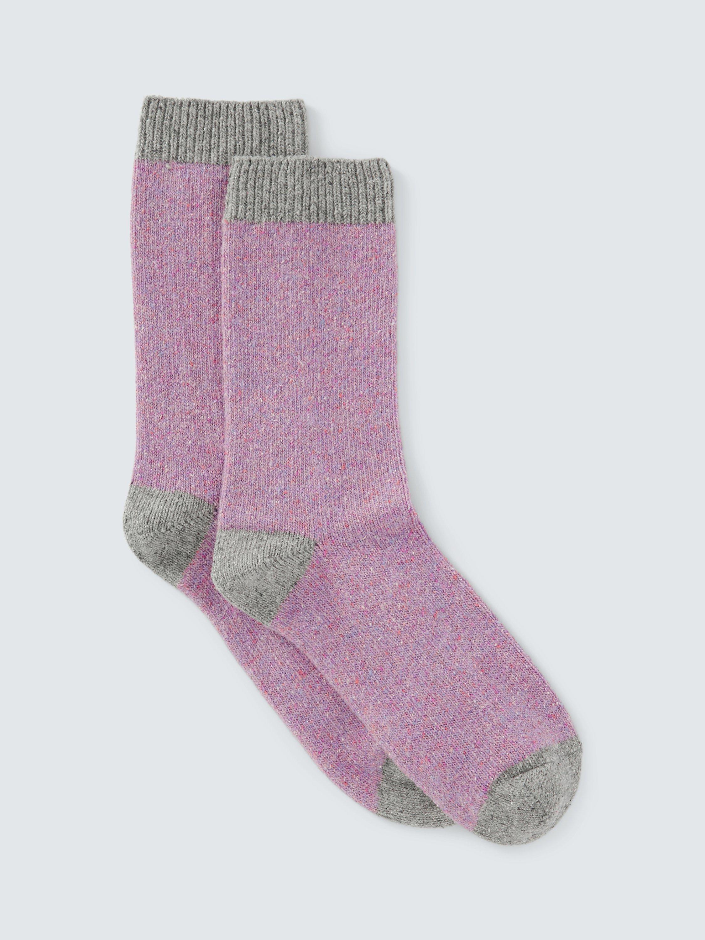 John Lewis Speckled Wool Silk Blend Socks, Pink/Grey