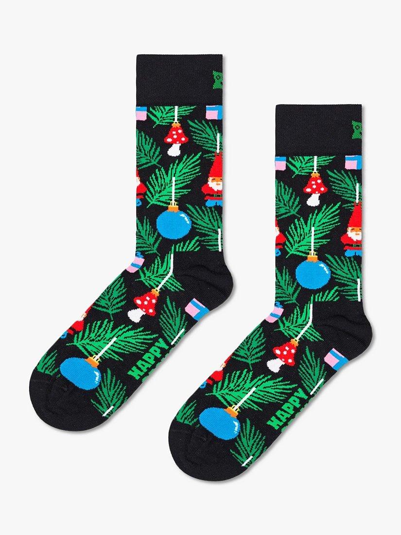 Happy Socks Mushrooms, Christmas Gnomes and Classic Baubles Socks, One Size, Black/Multi