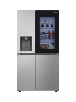 LG InstaView GSGV81PYLL Freestanding 60/40 Non-Plumbed American Fridge Freezer, Silver, Silver