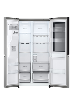 LG InstaView GSGV81PYLL Freestanding 60/40 Non-Plumbed American Fridge Freezer, Silver - view 2, Silver