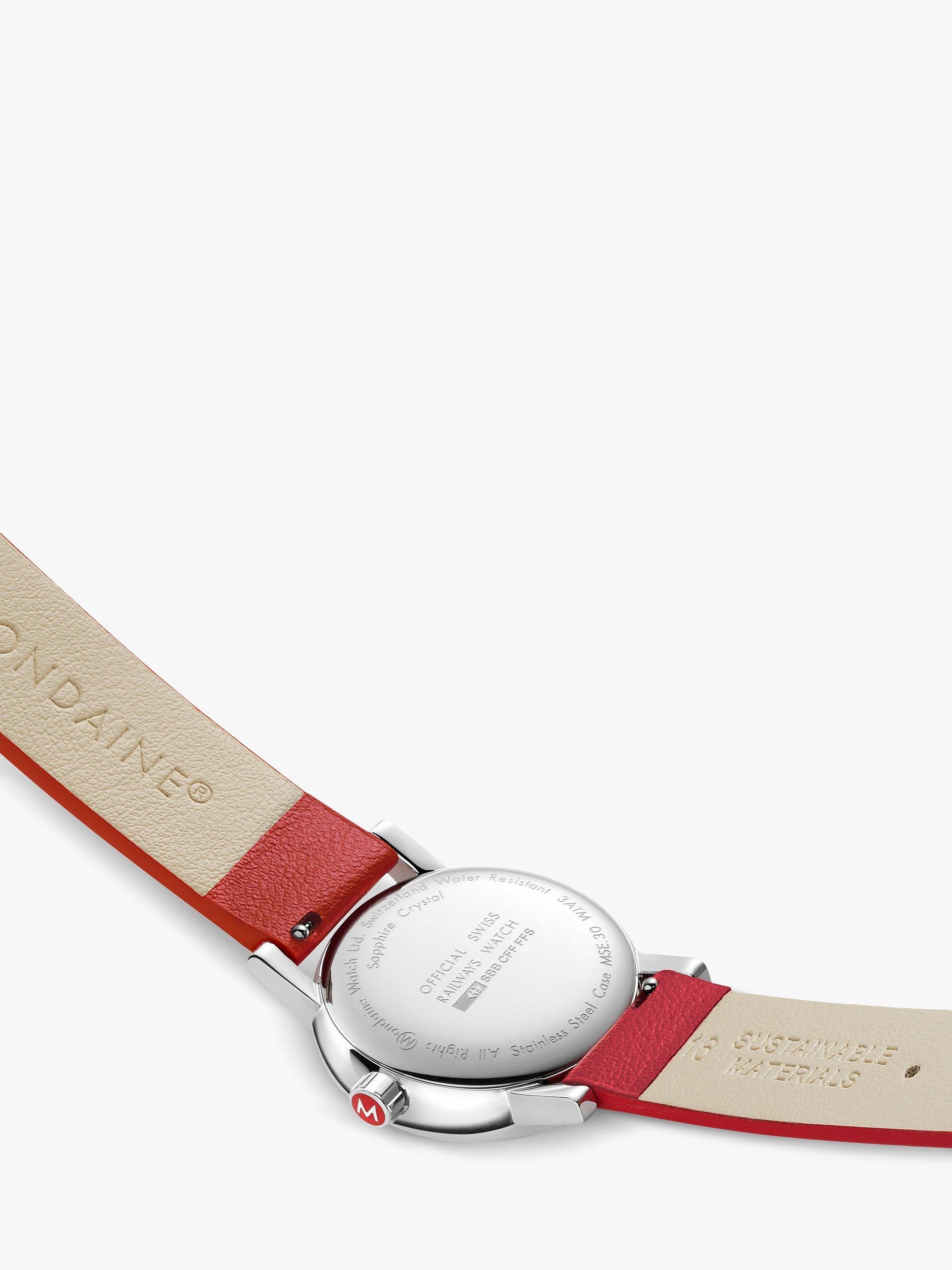 Product image 4 of 10, which shows Mondaine Women's Evo 2 Date Vegan Leather Strap Watch, Red