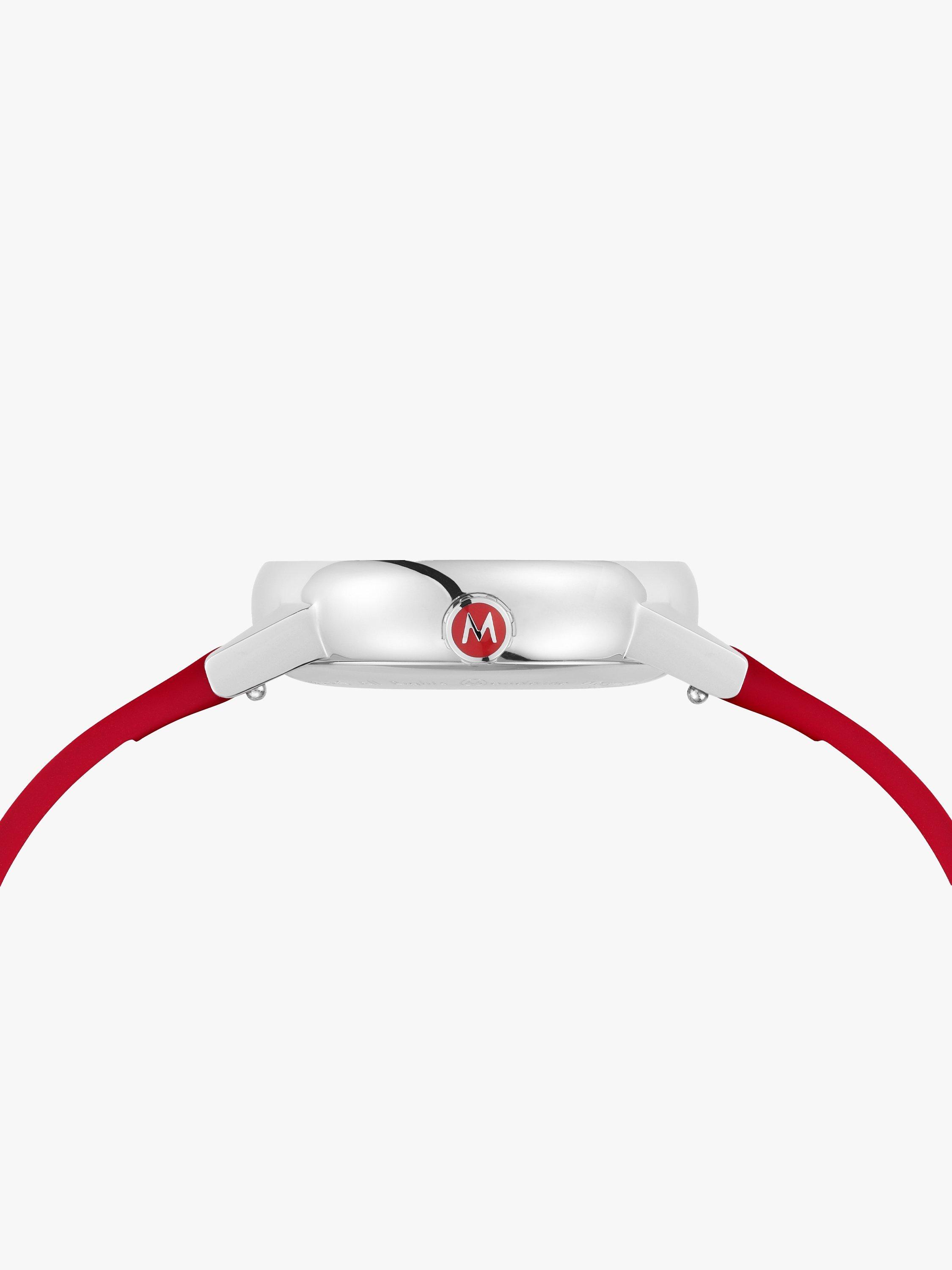 Product image 8 of 10, which shows Mondaine Women's Evo 2 Date Vegan Leather Strap Watch, Red