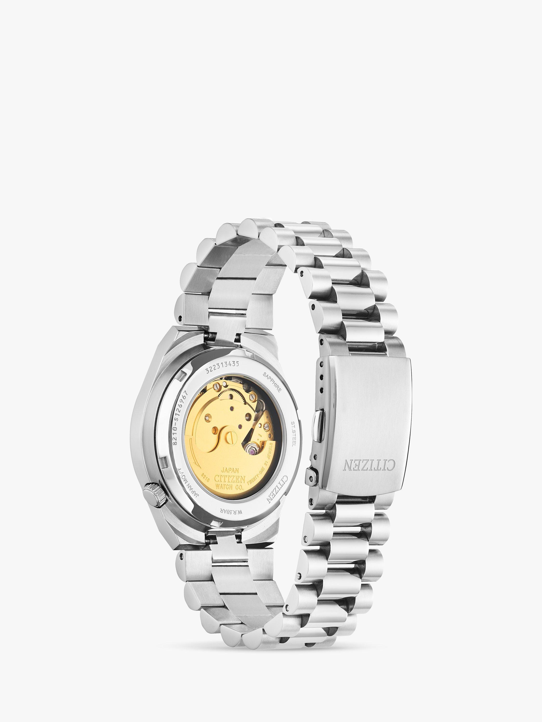 Citizen TSUYOSA Unisex Automatic Sunray Dial Bracelet Strap Watch, Silver/Yellow NJ0150-56Z