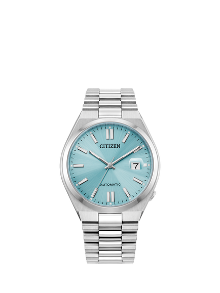 Citizen TSUYOSA Unisex Automatic Sunray Dial Bracelet Strap Watch, Silver/Light Blue