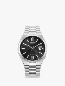 Citizen TSUYOSA Unisex Automatic Sunray Dial Bracelet Strap Watch, Silver/Black