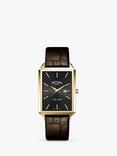 Rotary GS08023/04 Men's Ultra Slim Sunray Dial Leather Strap Watch, Gold/Brown