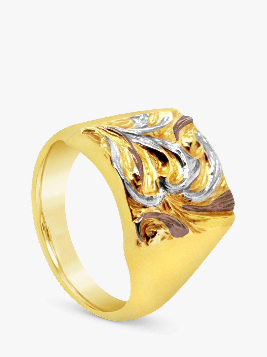 Product image 1 of 4, which shows Milton & Humble Jewellery Pre-Loved 9ct Triple Gold Signet Ring, Dated Birmingham 1971