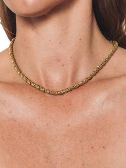 Eclectica Pre-Loved Monet 22ct Gold and Rhodium Plated Chain Necklace, Dated Circa 1980s - view 2, Gold/Silver