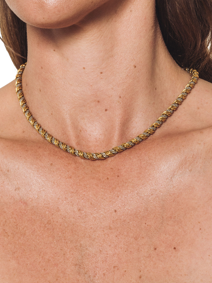 Eclectica Pre-Loved Monet 22ct Gold and Rhodium Plated Chain Necklace, Dated Circa 1980s - view 2, Gold/Silver