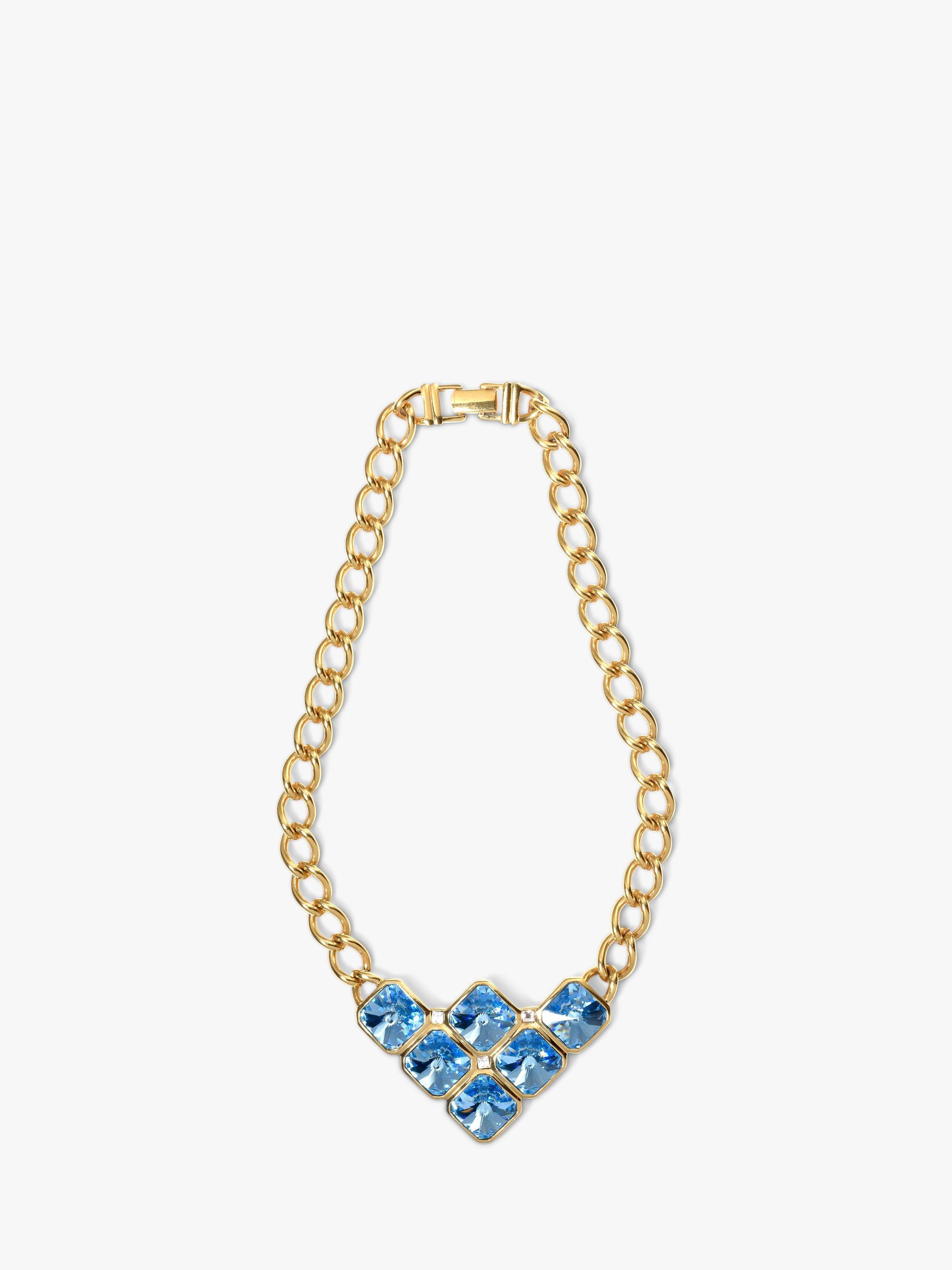 Product image 1 of 1, which shows Eclectica Pre-Loved 18ct Gold Plated Swarovski Crystal Statement Necklace, Dated Circa 1990s