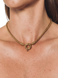 Eclectica Pre-Loved 22ct Gold Plated Chunky Spiga Chain Necklace, Gold - view 2, Gold