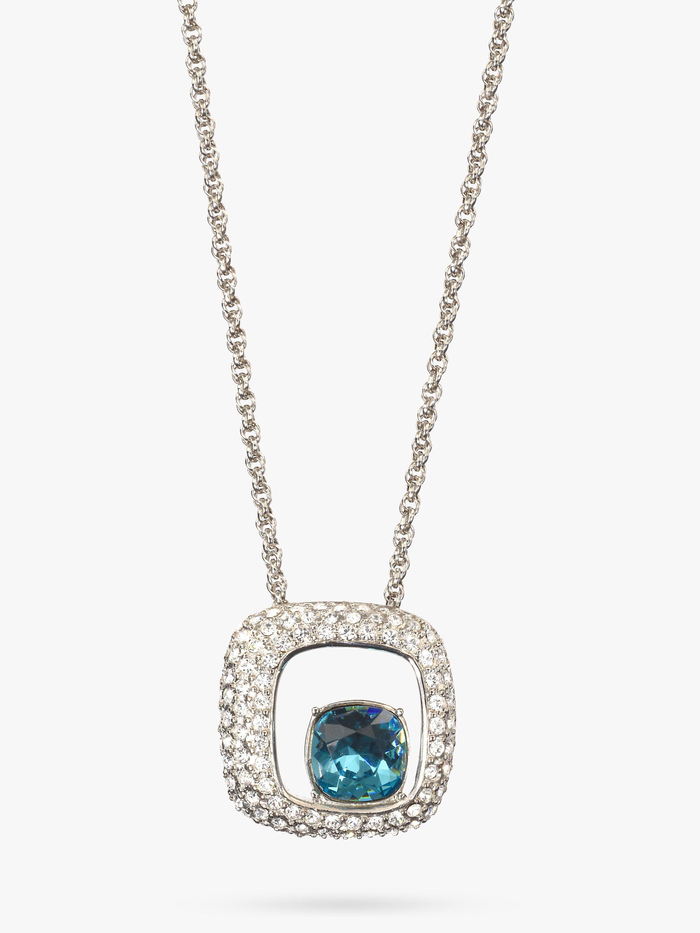 Product image 1 of 2, which shows Eclectica Pre-Loved Rhodium Plated Swarovski Crystal Pendant Necklace, Dated Circa 1990s