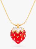 Eclectica Pre-Loved Gold Plated Enamel & Swarovski Crystal Strawberry Pendant Necklace, Dated Circa 1980s