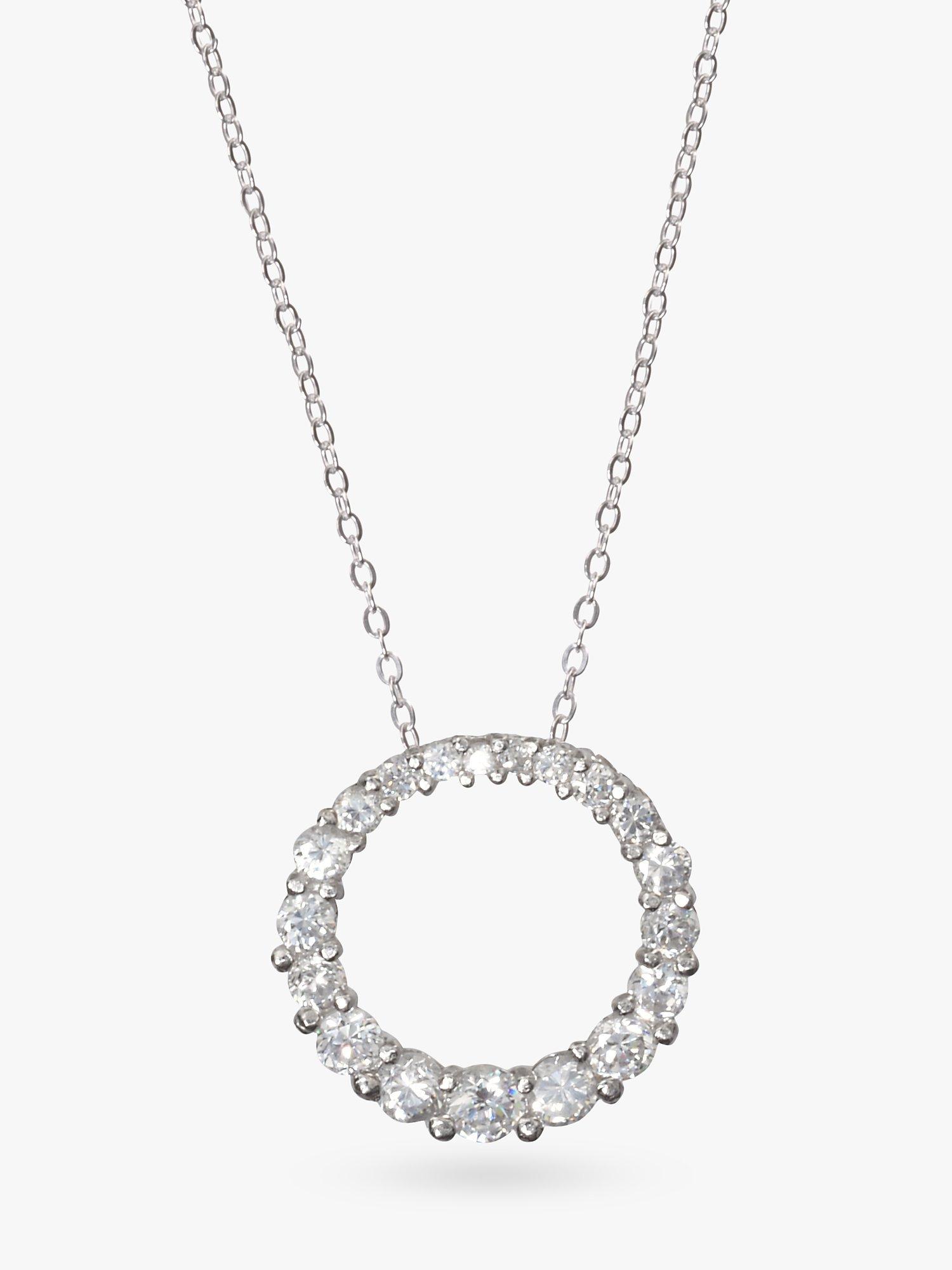 Product image 1 of 3, which shows Eclectica Pre-Loved Circle of Life Cubic Zirconia Pendant Necklace, Silver