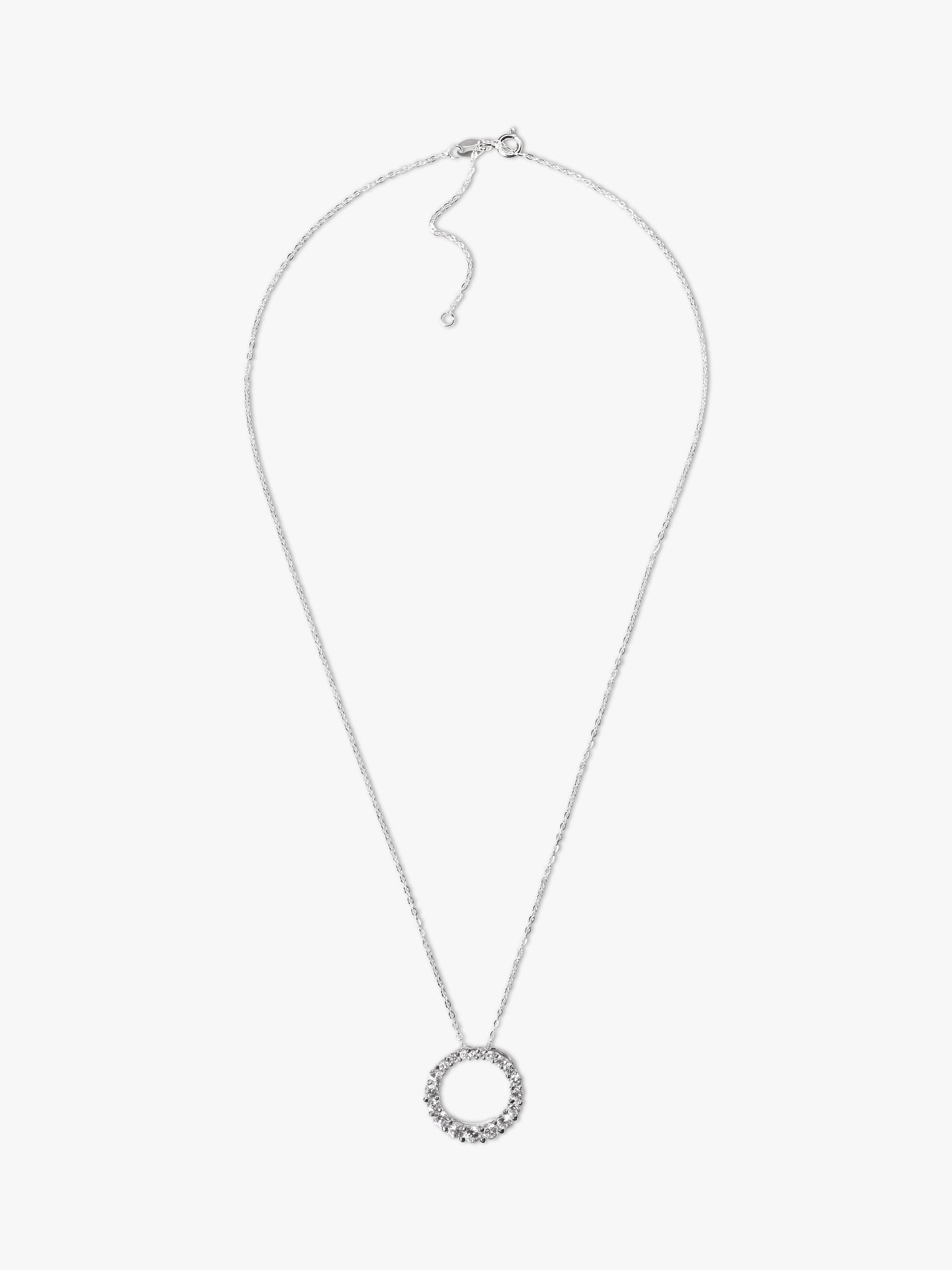 Product image 2 of 3, which shows Eclectica Pre-Loved Circle of Life Cubic Zirconia Pendant Necklace, Silver