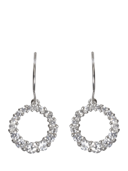 Eclectica Pre-Loved Circle of Life Cubic Zirconia Drop Earrings, Silver, Silver