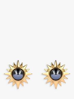 Eclectica Pre-Loved Cabouchon Gold Plated Hematite Star of Vergina Stud Earrings, Gold, Gold