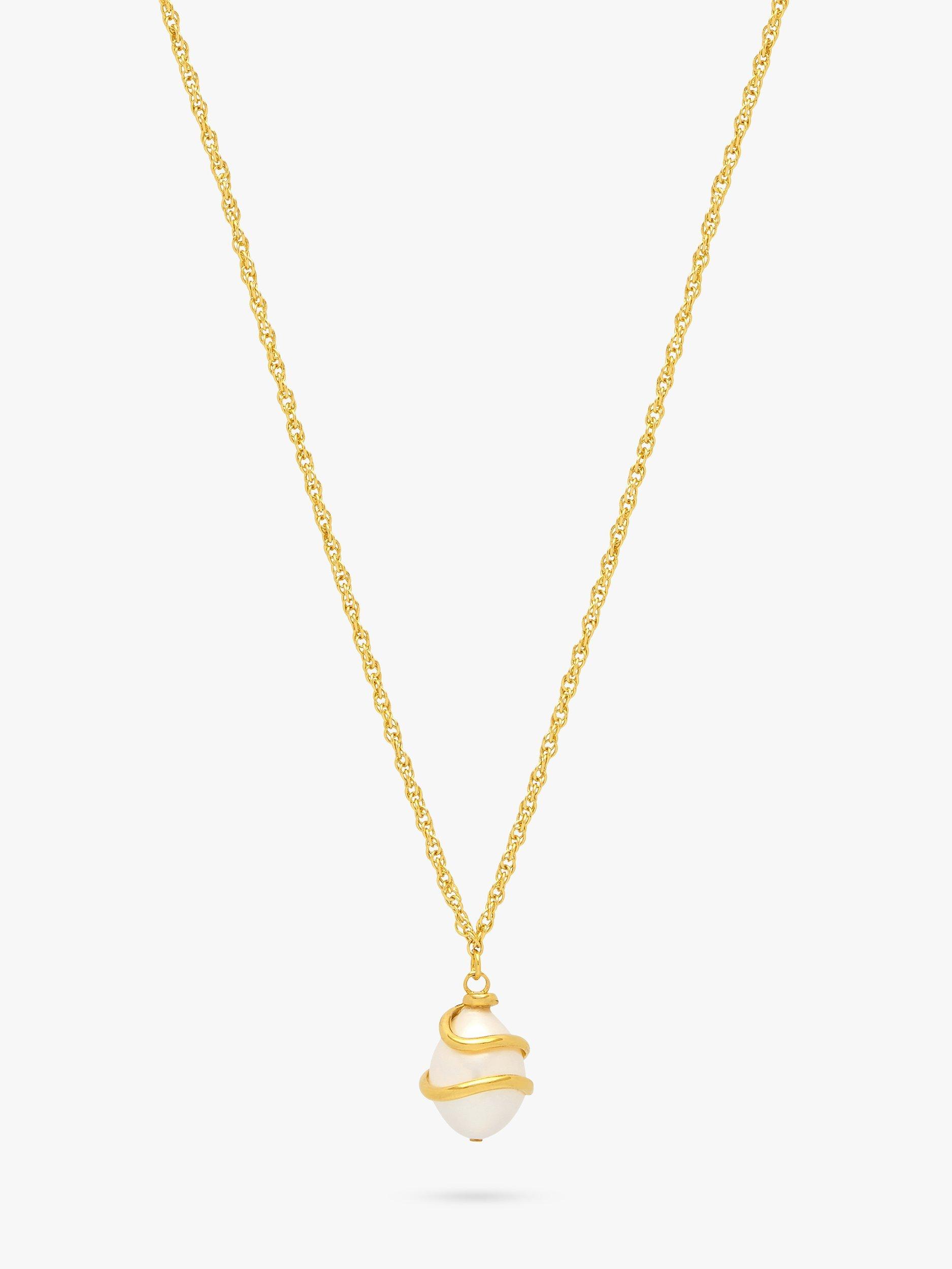Estella Bartlett Pearl Wrap Pendant Rope Necklace, Gold