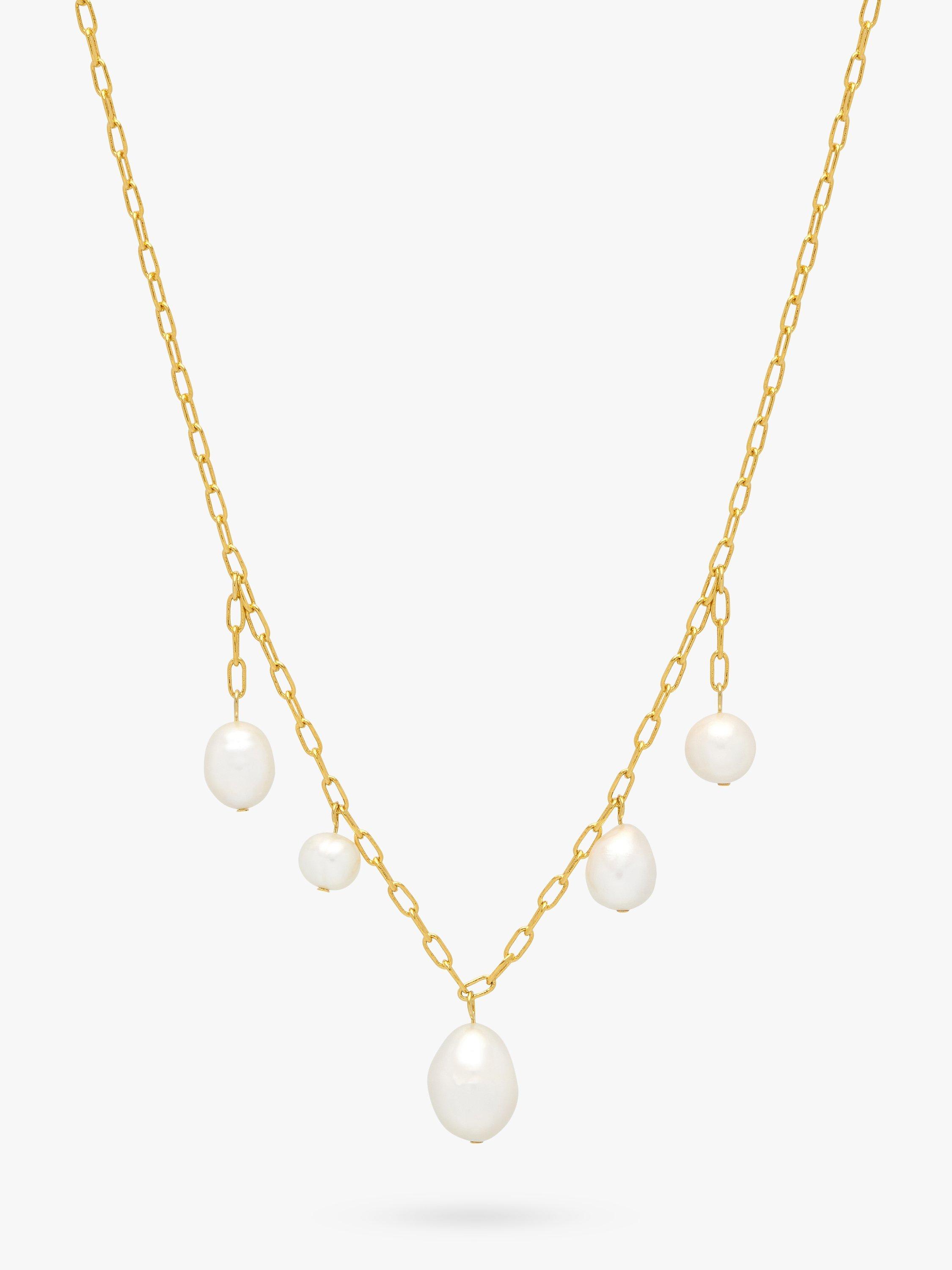 Product image 1 of 4, which shows Estella Bartlett Pearl Drop Necklace, Gold