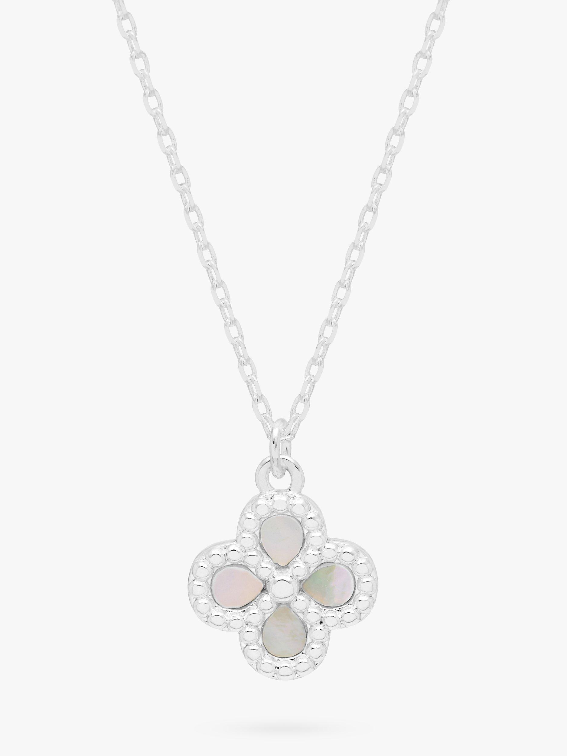 Estella Bartlett 'All Kinds of Wonderful' Dotted Pearl Flower Pendant Necklace, Silver
