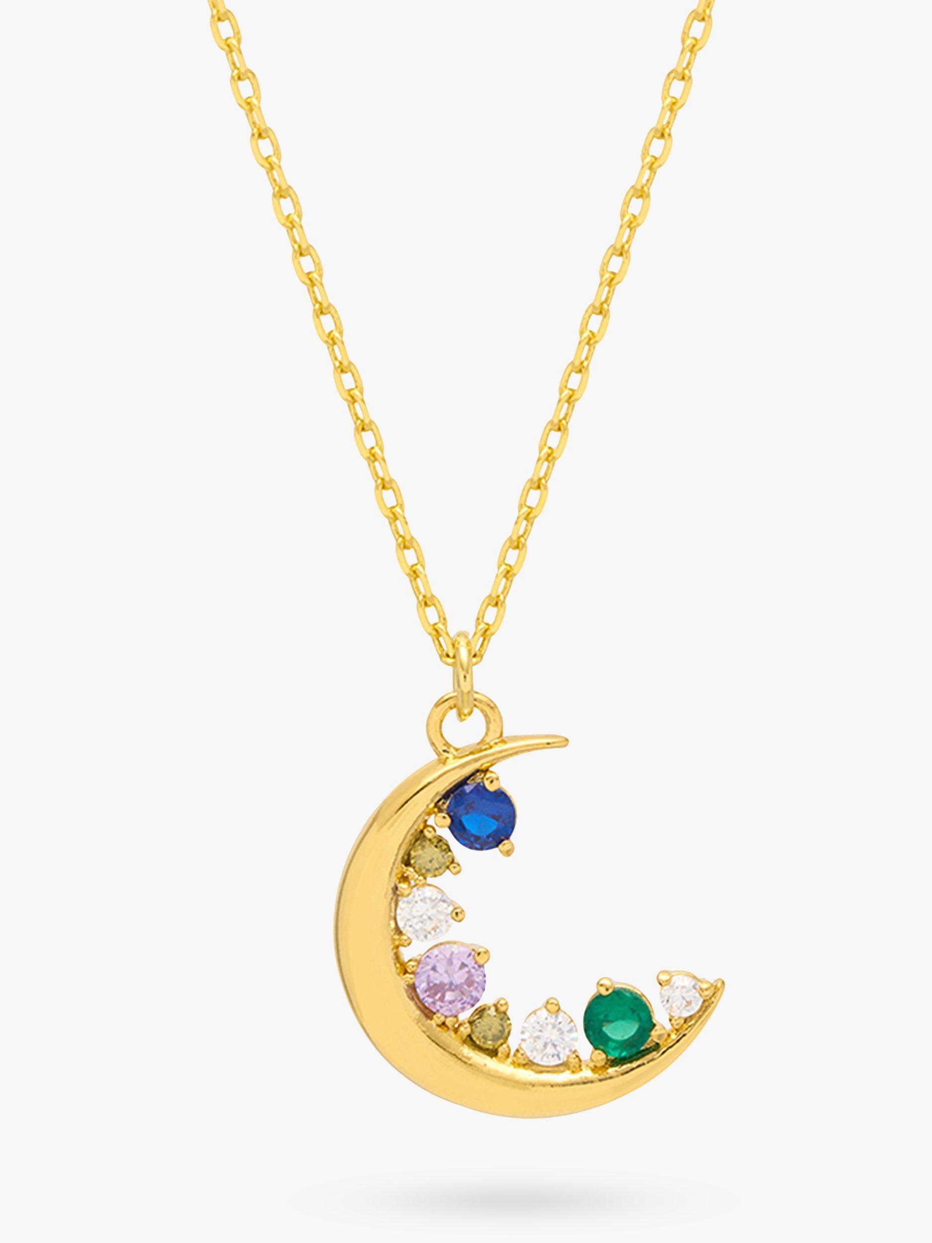 Product image 1 of 4, which shows Estella Bartlett Cubic Zirconia Moon Pendant Necklace, Gold