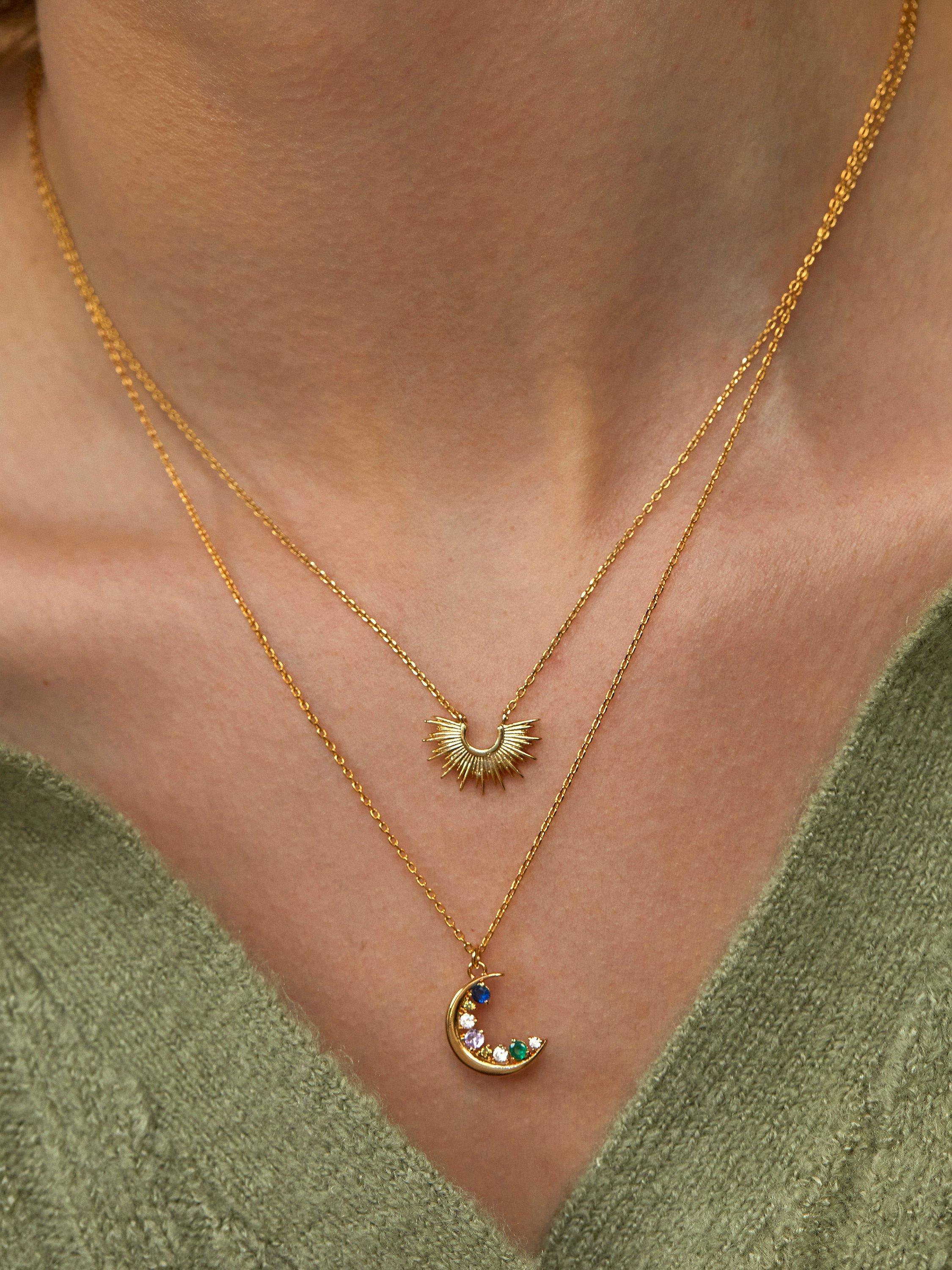 Product image 3 of 4, which shows Estella Bartlett Cubic Zirconia Moon Pendant Necklace, Gold