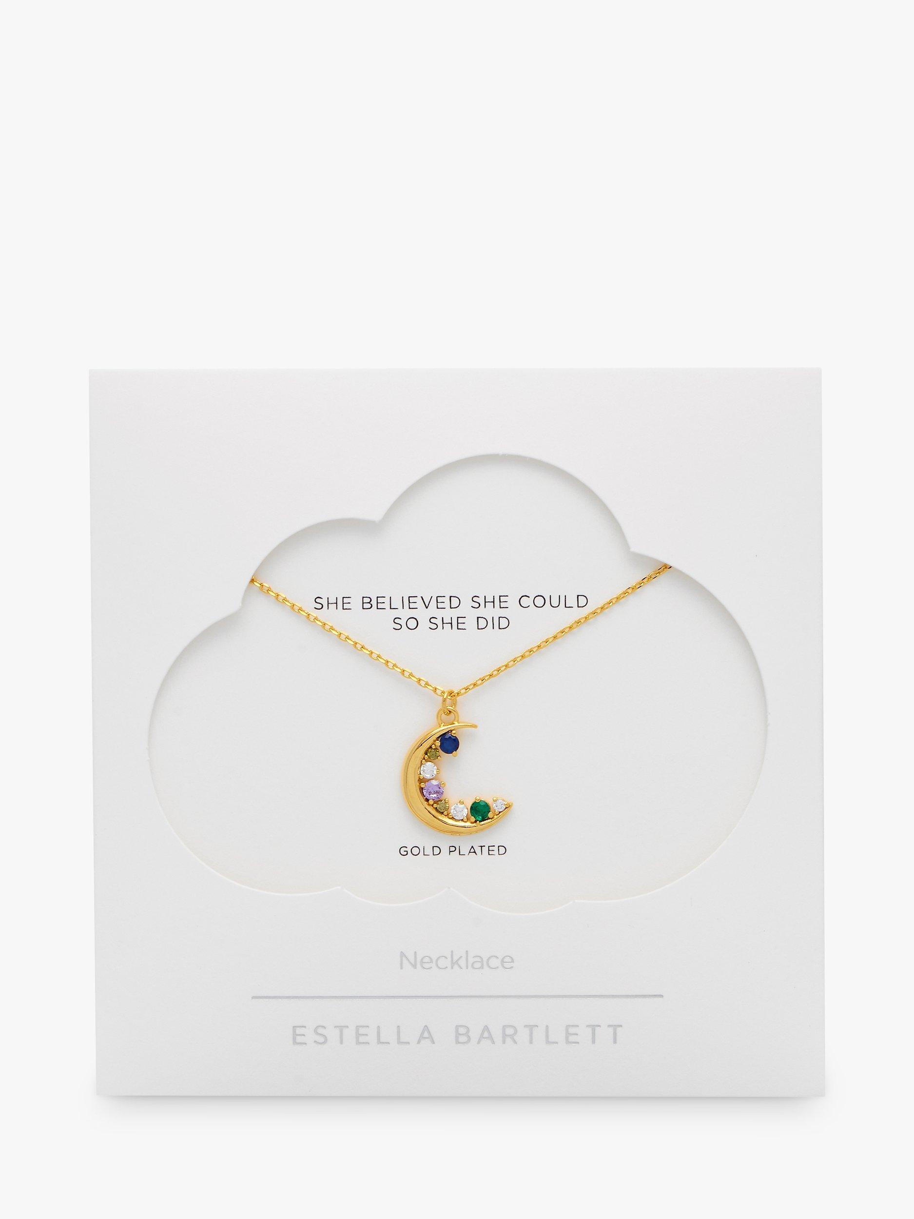 Product image 4 of 4, which shows Estella Bartlett Cubic Zirconia Moon Pendant Necklace, Gold