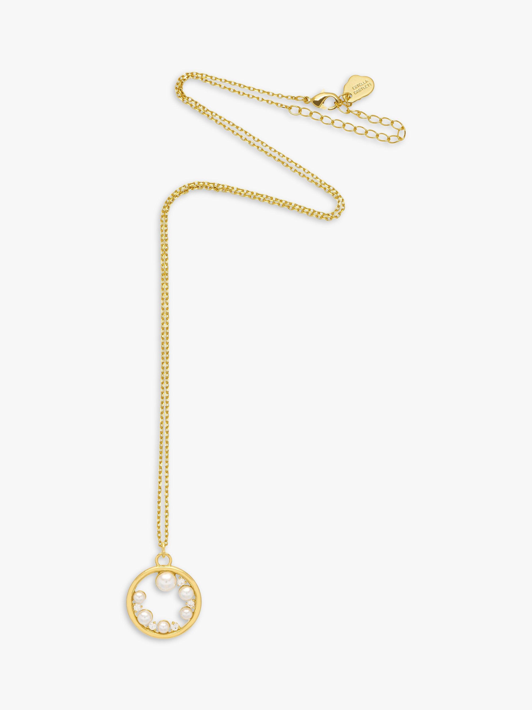 Product image 2 of 3, which shows Estella Bartlett Pearl & Cubic Zirconia Circle Pendant Necklace, Gold