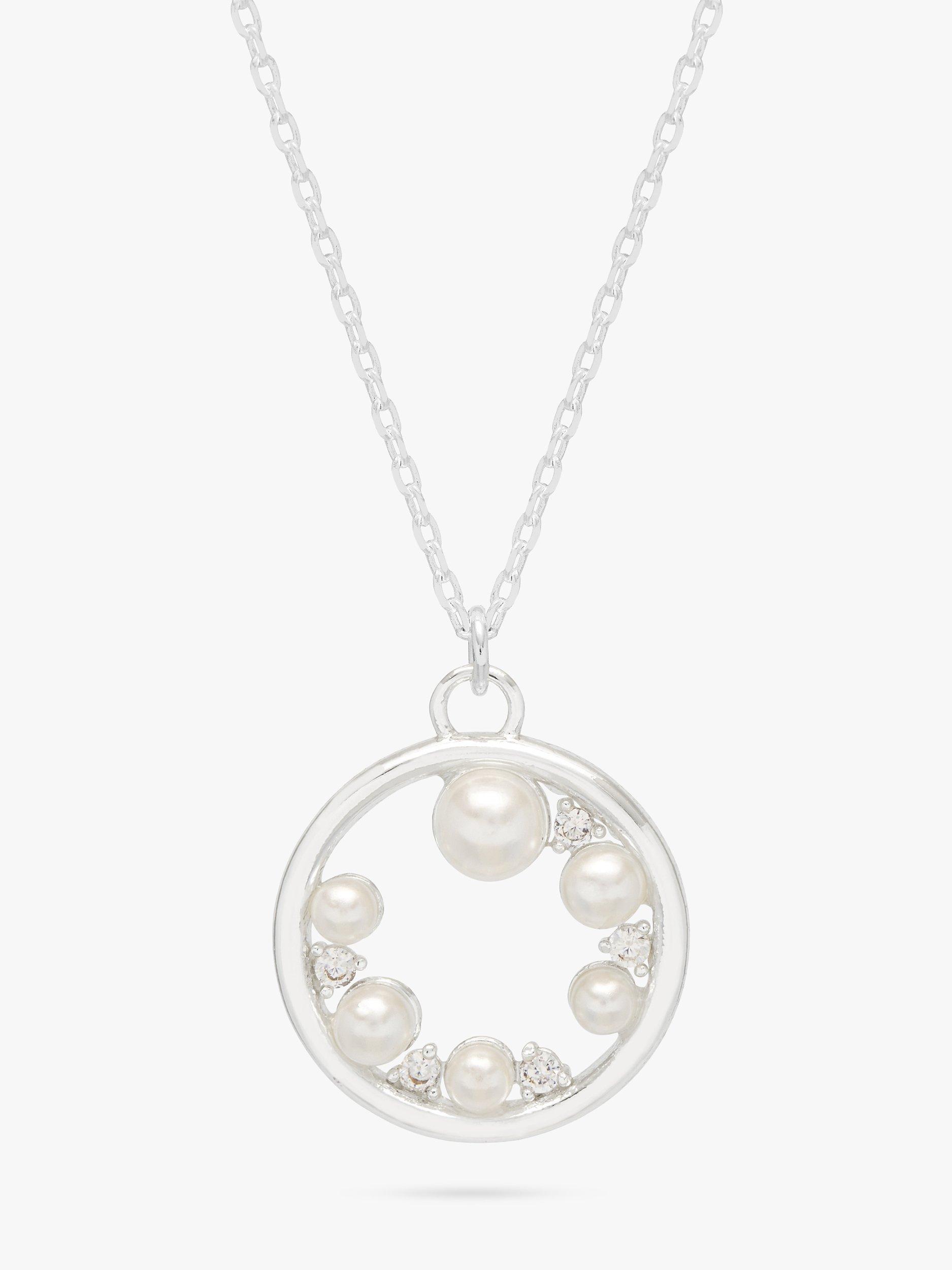 Estella Bartlett Pearl & Cubic Zirconia Circle Pendant Necklace