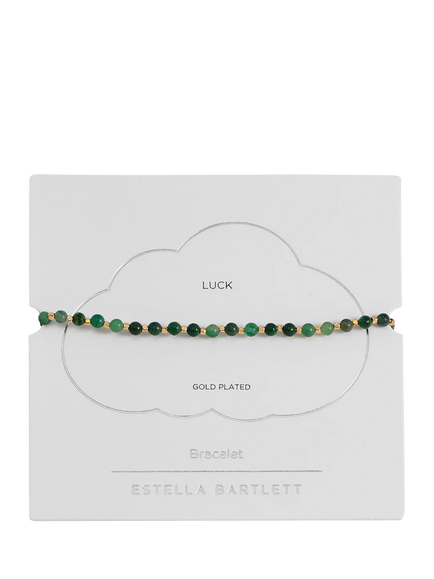 Estella Bartlett Amelia Green Agate Beaded Bracelet, Gold - view 2, Gold