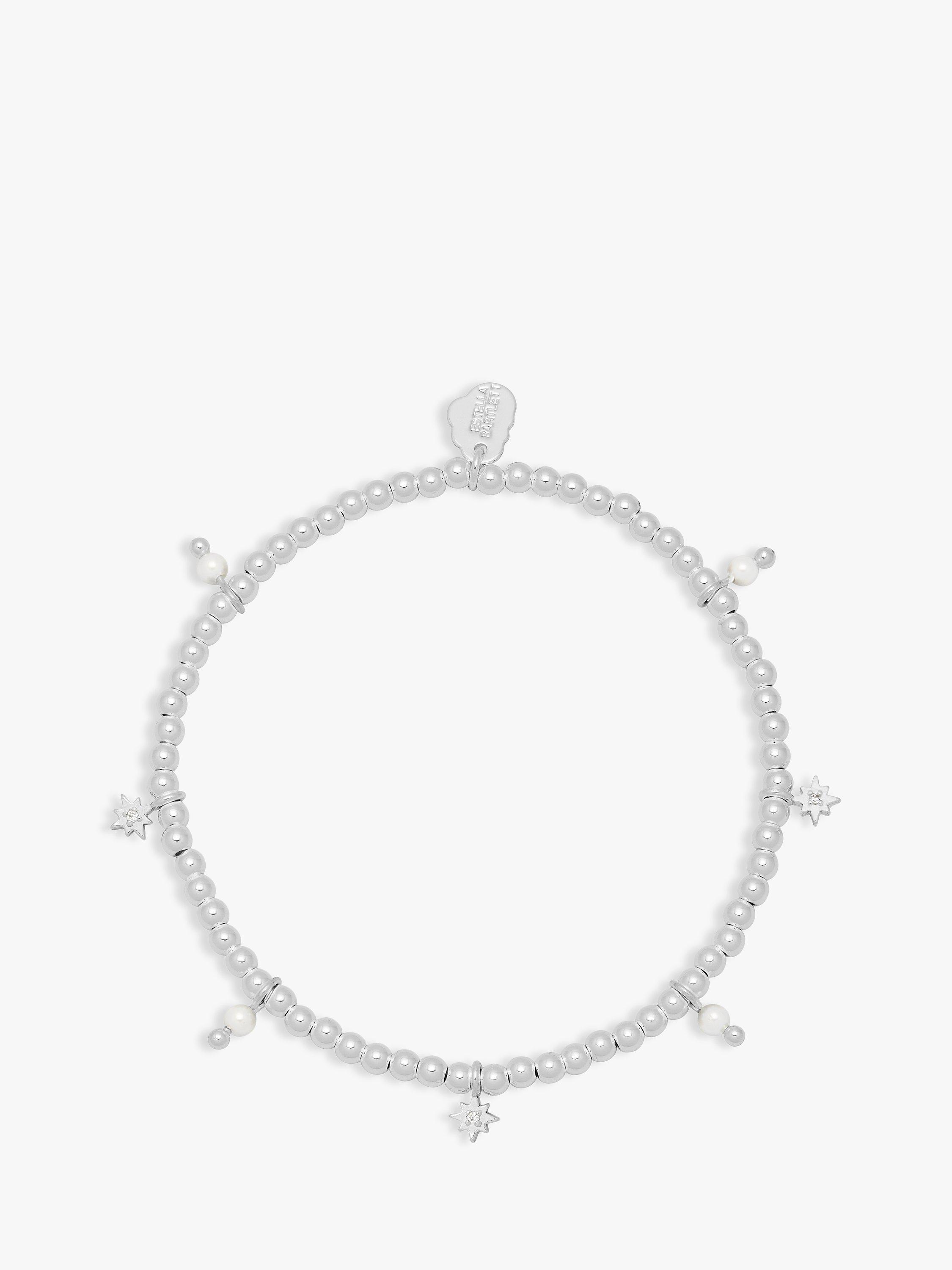 Estella Bartlett Pearl & Star Charm Beaded Bracelet, Silver