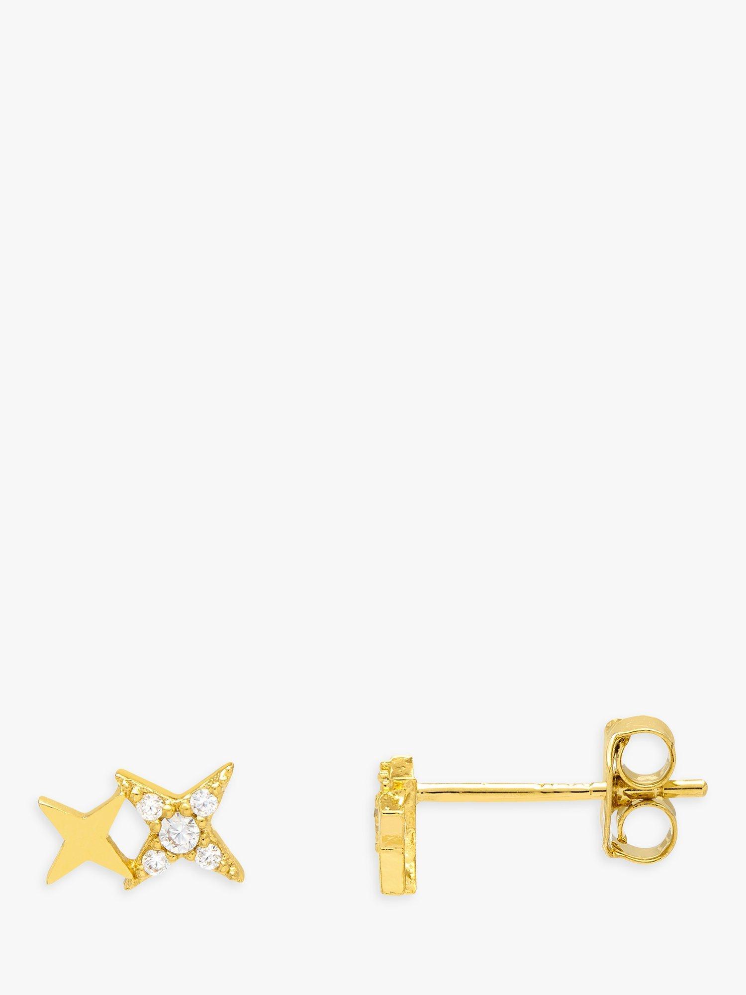 Product image 1 of 2, which shows Estella Bartlett Duo Star Cubic Zirconia Stud Earrings, Gold