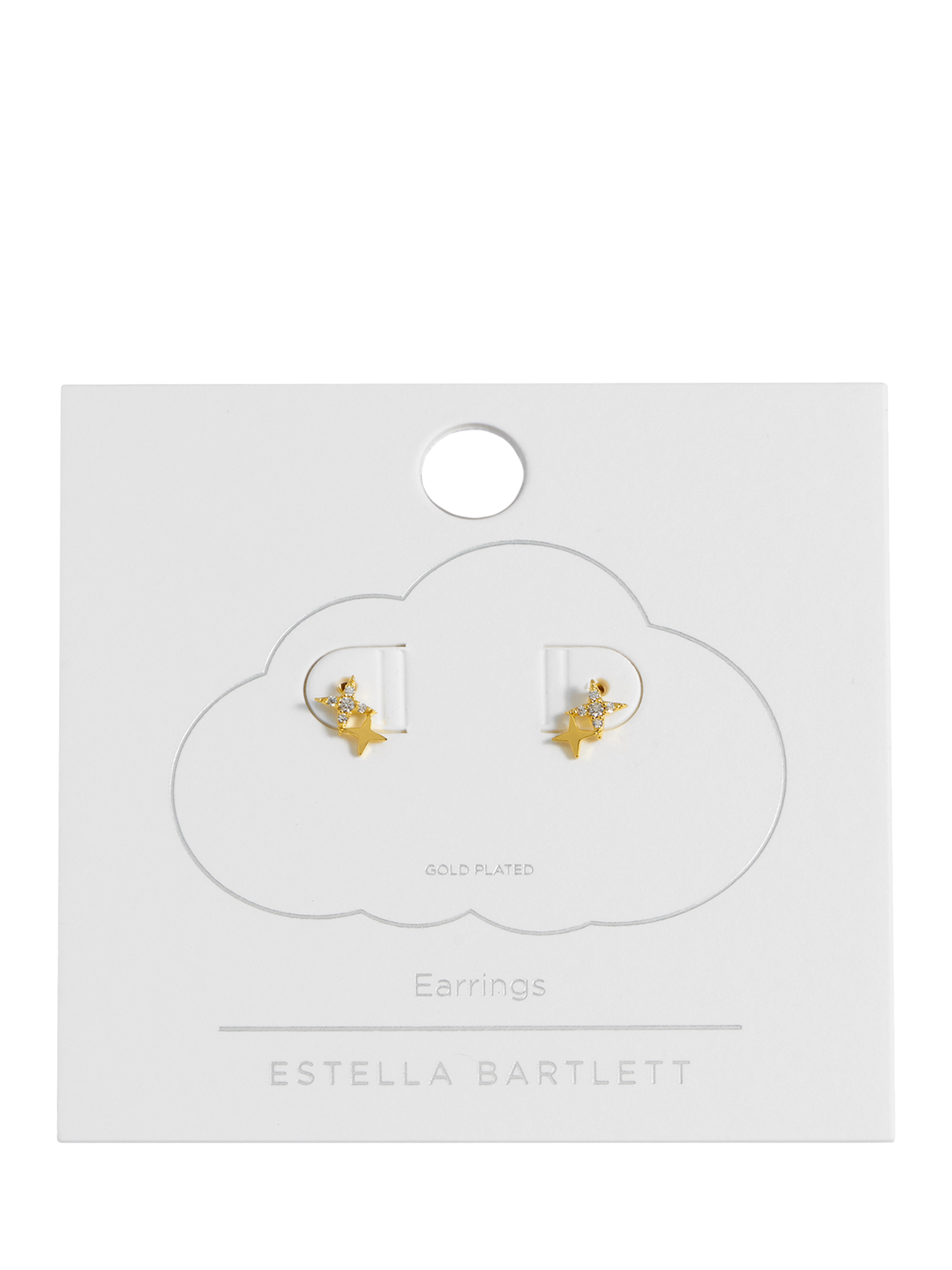 Product image 3 of 3, which shows Estella Bartlett Duo Star Cubic Zirconia Stud Earrings, Gold