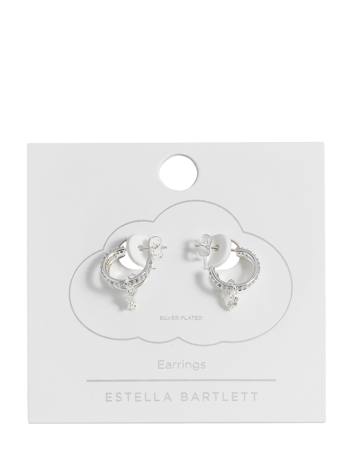 Product image 3 of 3, which shows Estella Bartlett Duo Cubic Zirconia Pave Star Hoops, Silver
