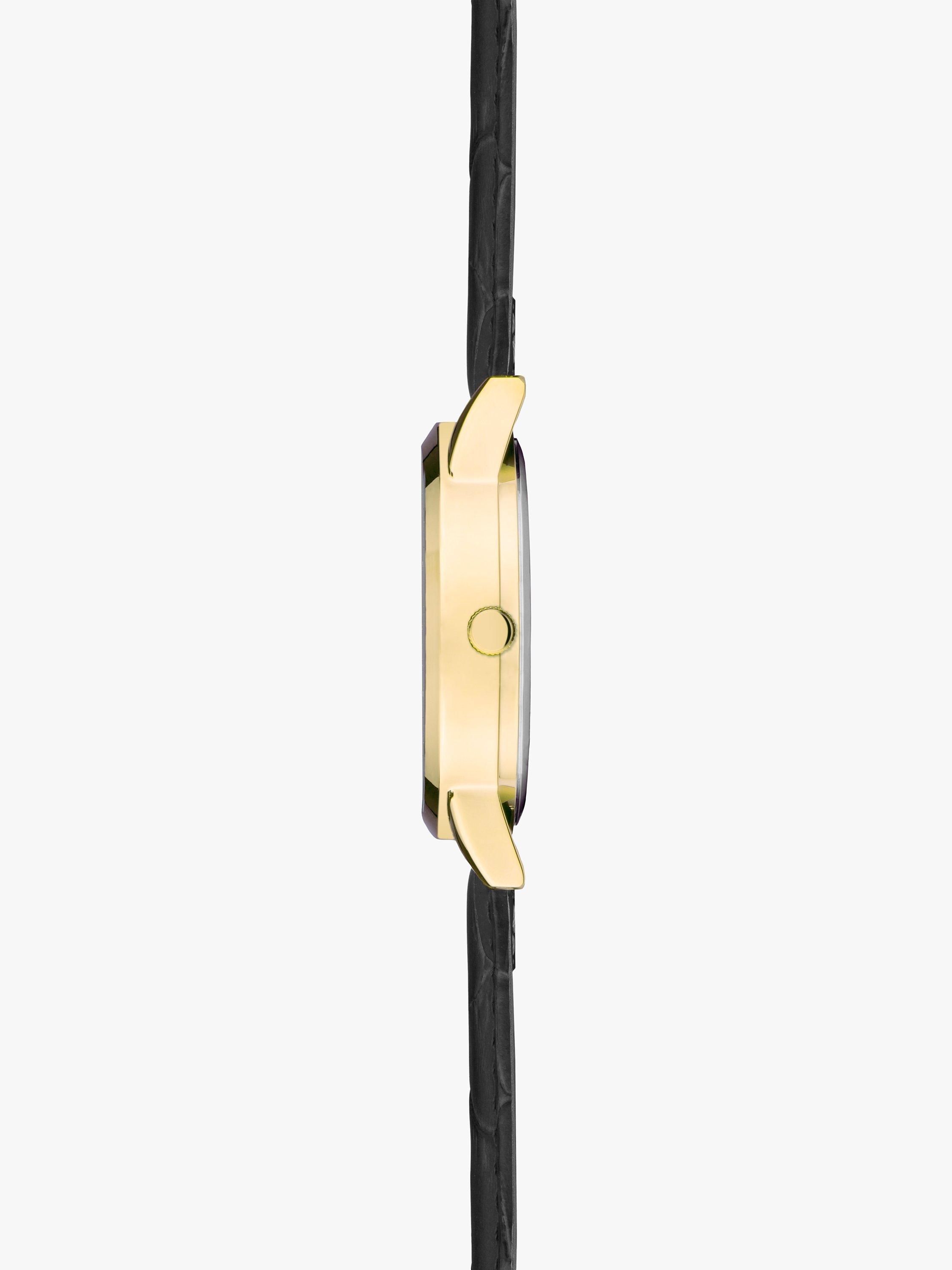 Product image 4 of 6, which shows Sekonda Men's Armstrong Chronograph Moonphase Leather Strap Watch, Black/Gold 30147